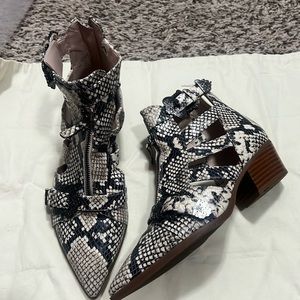 Ninewest Faux Snakeskin ankle boots.
